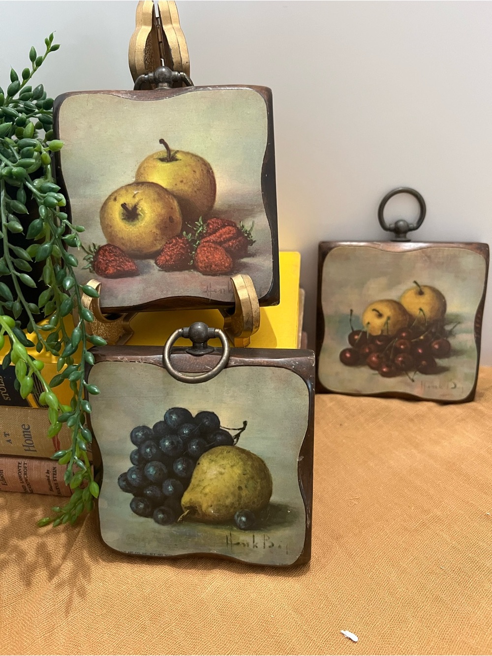 Hand-Painted Fruit Still Life Home Henk Boj - Yellow & Green set of 3